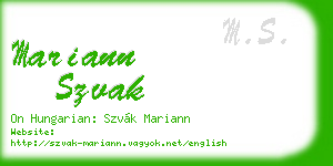 mariann szvak business card